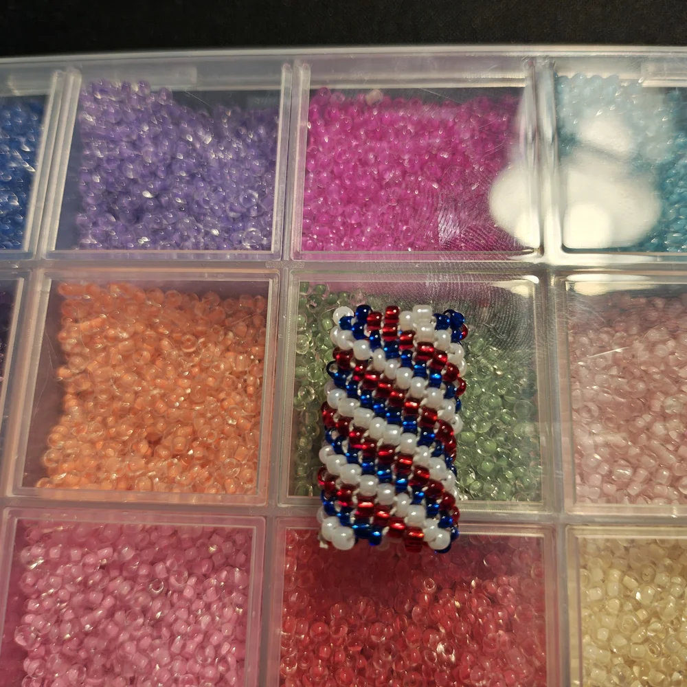 Dreadlock Bead Handmade Red Blue Spiral Seed Bead Hair Jewelry Peyote Loc Charm